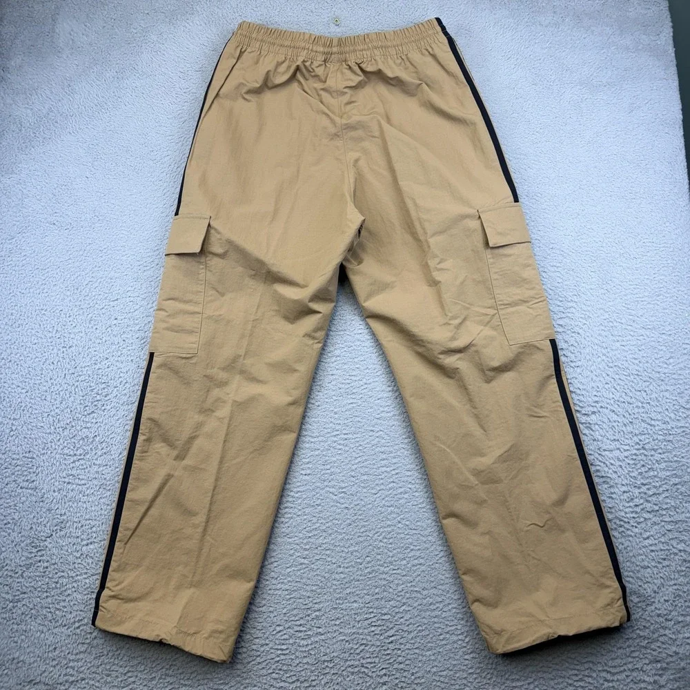 Adidas 3S Cargo Pants‎ Mens Medium Beige Originals Nylon Track Stripe Pockets
